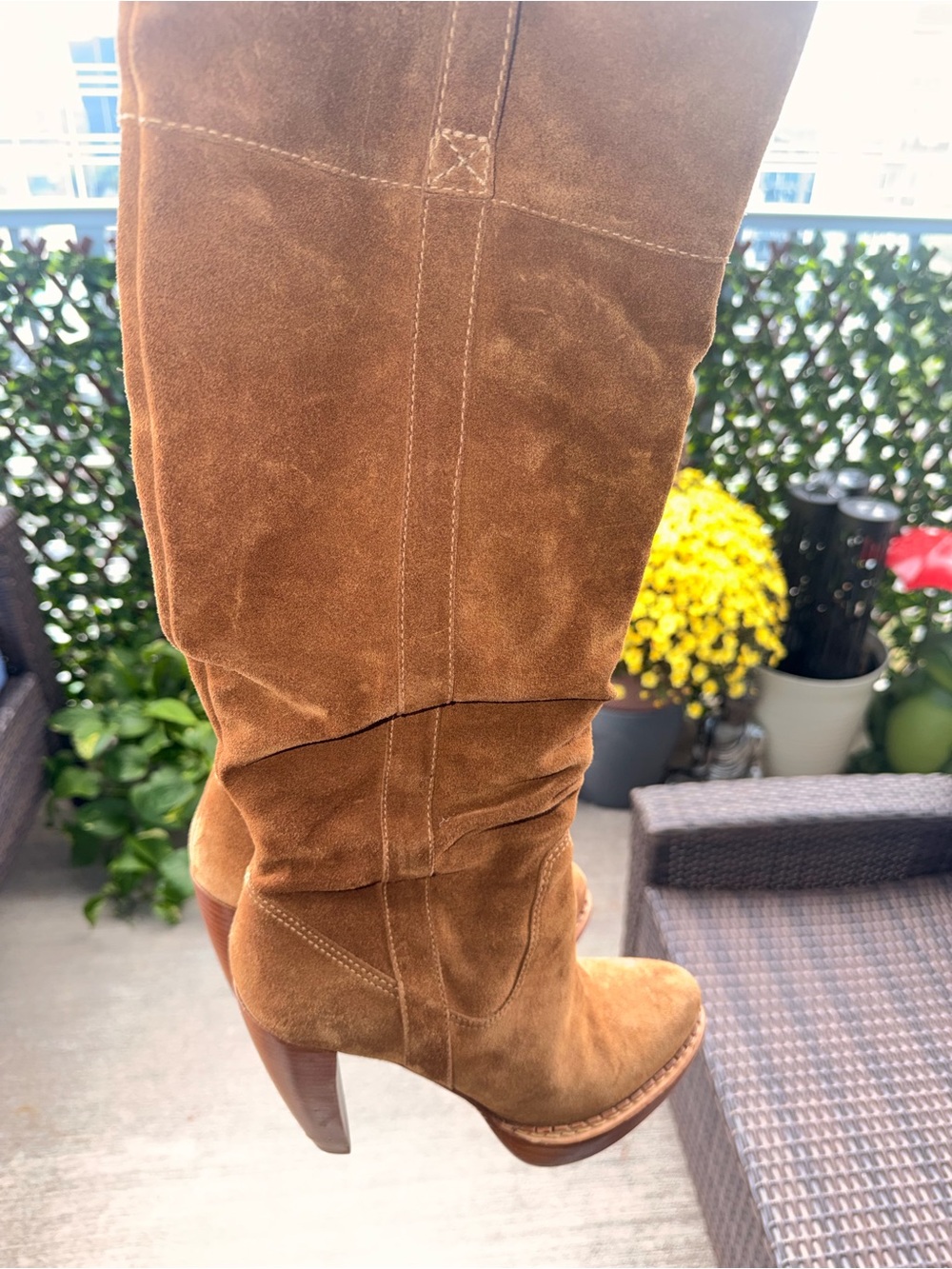 Michael Kors Tan Suede genuine luggage Leather Boots - Classic Heel - Picture 6 of 10